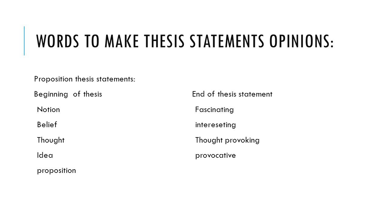 thesis starter words