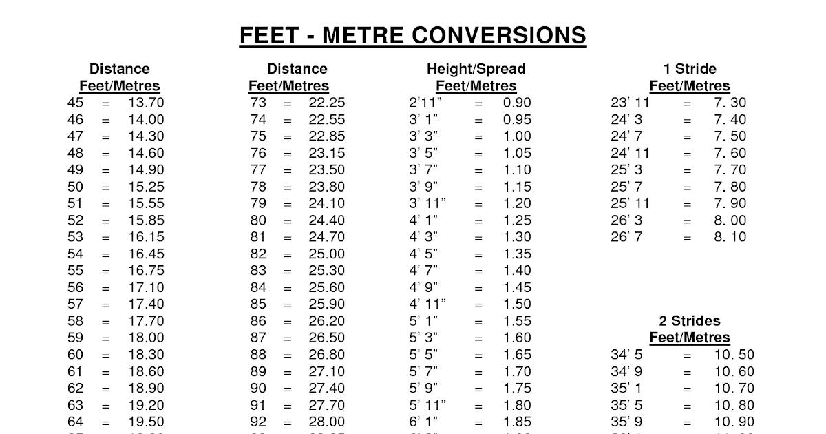 Convert Height From Feet To Meters Chart - Chart Walls