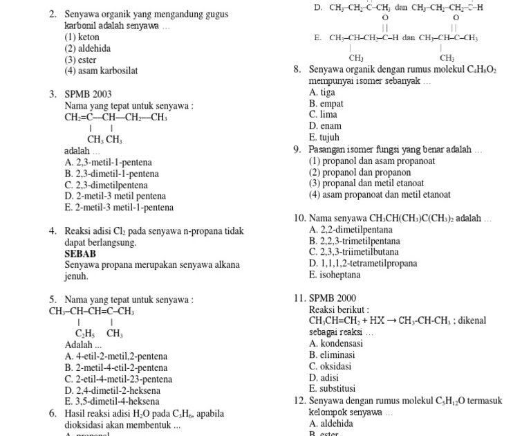 Soal Uas Kimia Kelas 11 Semester 2