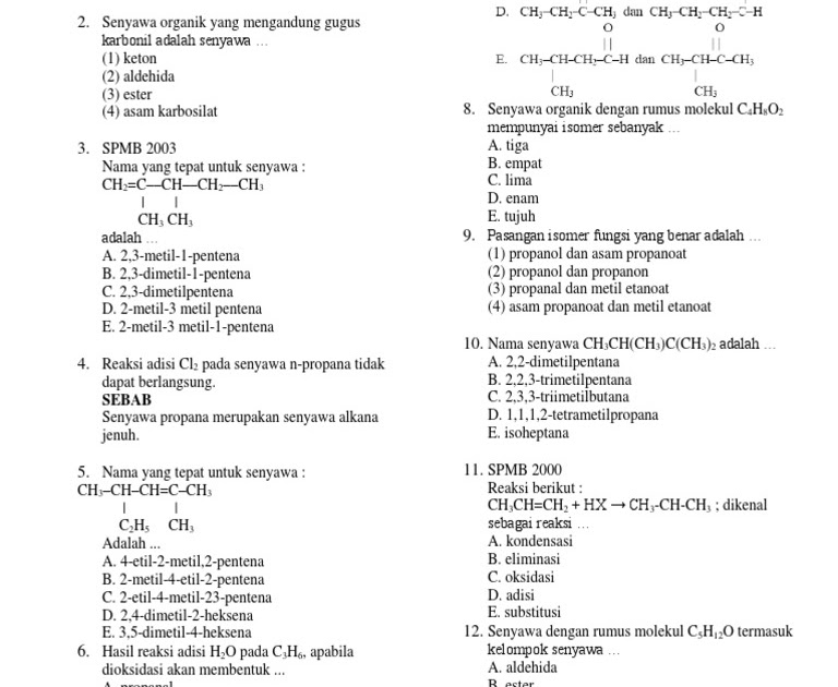 Soal Uas Kimia Kelas 11 Semester 2