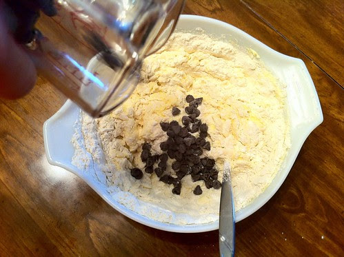Chocolate Chips added with Flour