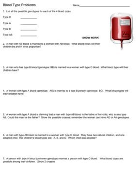 Blood Worksheet Answers - worksheet