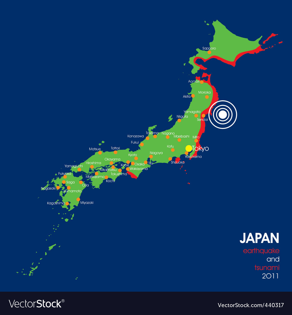 insotnami earthquake in japan map