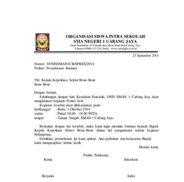 Contoh Surat Resmi Yang Salah Dan Pembetulannya