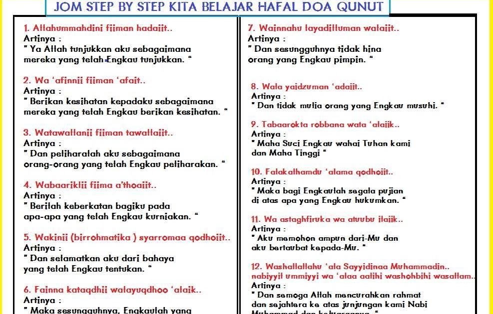 Doa Qunut Dan Maksud : Bacaan Doa Qunut Dan Maksudnya | Ibnushukran