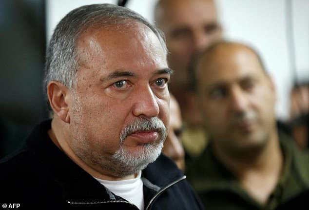 Israeli Defence Minister Avigdor Lieberman arrives for the inauguration of an underground military operation centre in the Israeli settlement of Katzrin in the Golan Heights on April 10, 2018