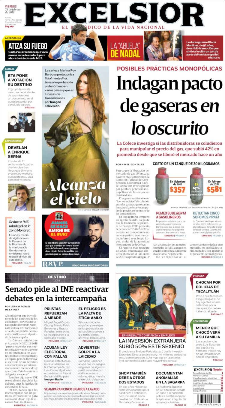 Portada de Excelsior (México)