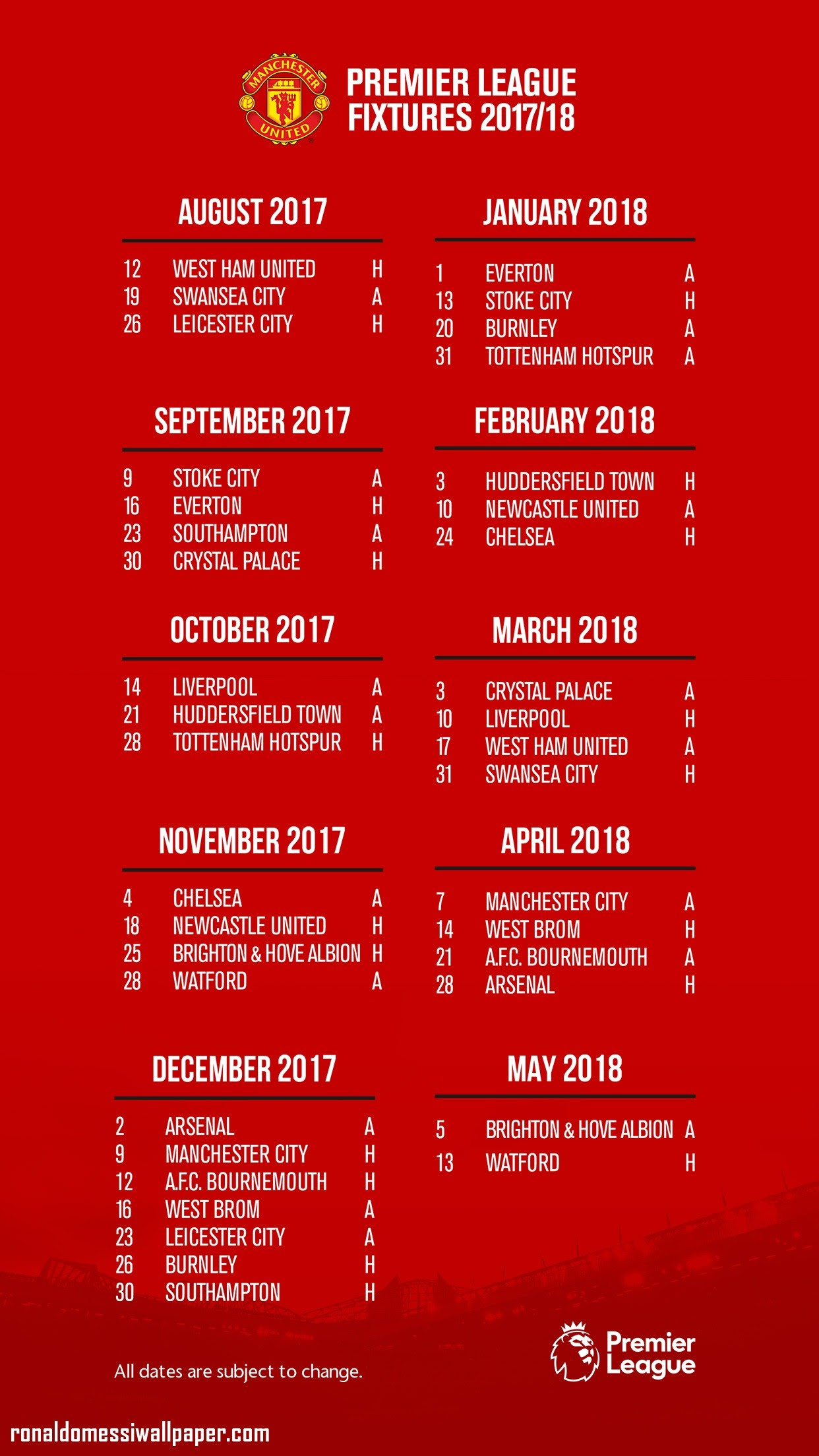 Manchester United Fixtures : Manchester United All Match Fixtures