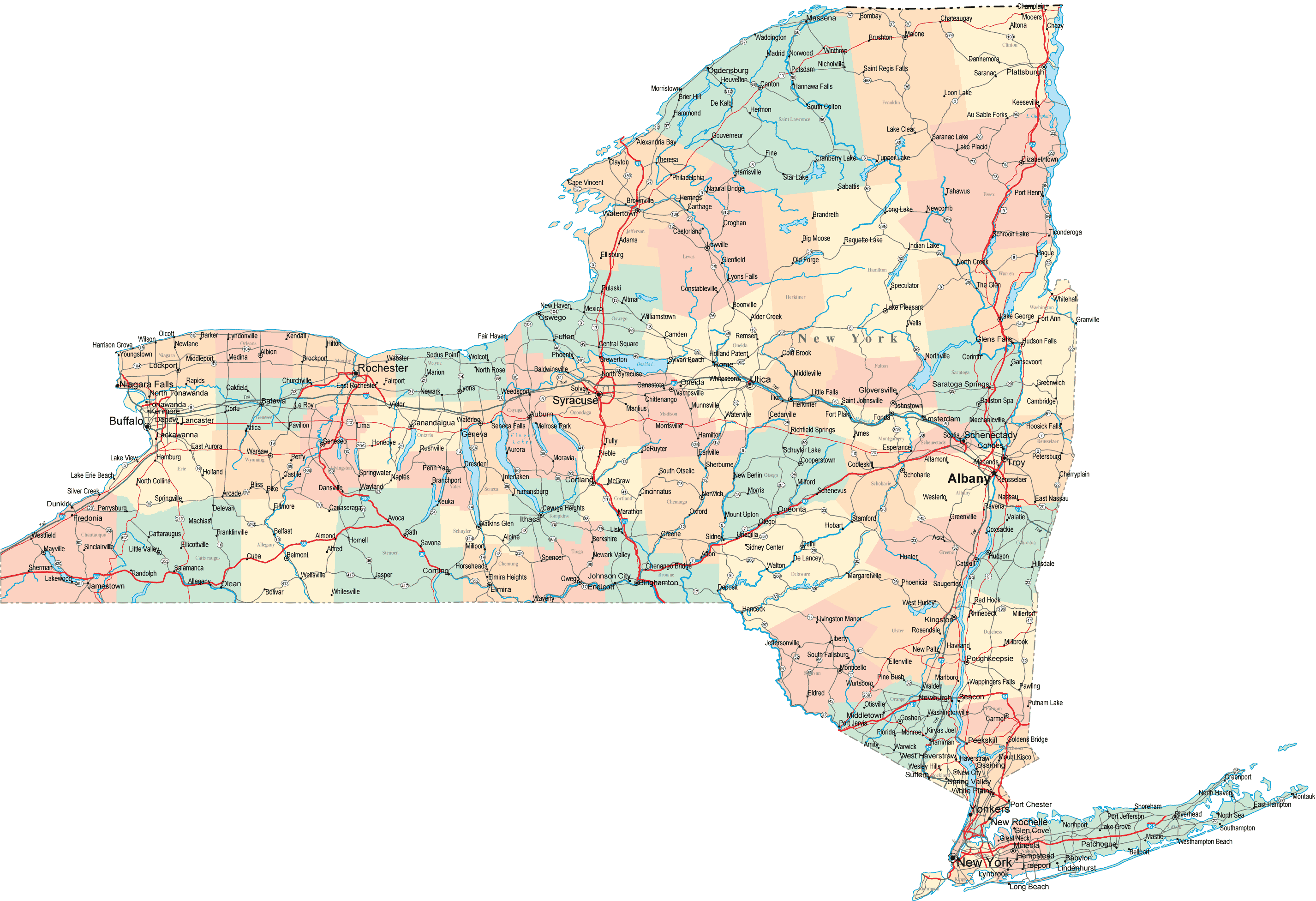 Map Of Ny Counties And Towns | Cities And Towns Map