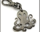Steampunk Octopus Keychain by WATTO Distinctive Metal Wear - Handmade Metal Charm on Gunmetal Keychain - WATTOonline