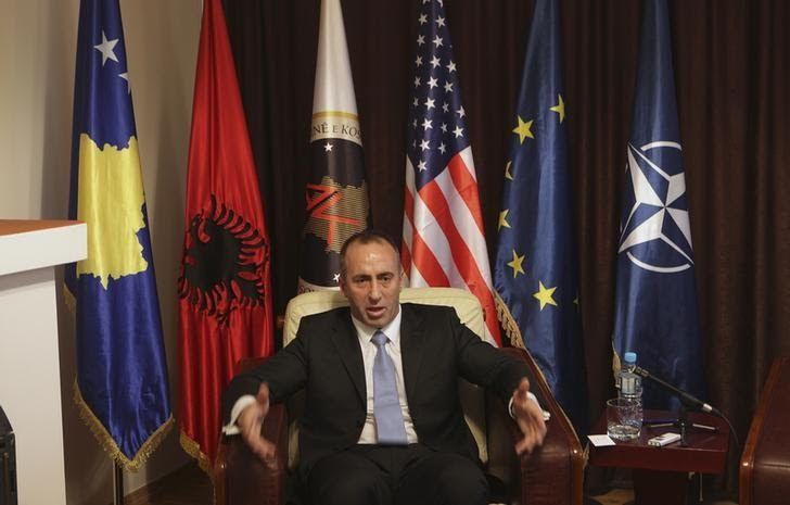 President of the Alliance for the Future of Kosovo (AAK) Ramush Haradinaj, a Kosovo Albanian former guerilla commander who served briefly as prime minister, speaks during an interview with Reuters at the AAK headquarters in Pristina December 4, 2012. REUTERS/Hazir Reka