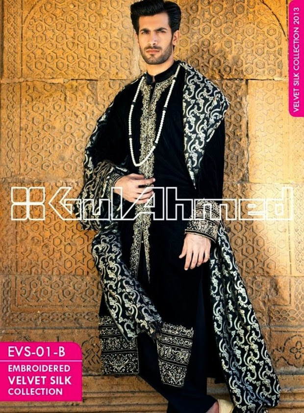 Mens-Women-Wear-Beautiful-Embroidered-Silk-Velvet-Long-Coats-by-Gul-Ahmed-New-Fashion-13 Mens-Women-Wear-Beautiful-Embroidered-Silk-Velvet-Long-Coats-by-Gul-Ahmed-New-Fashion-13