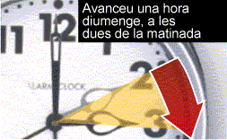 Els rellotges s'avancen una hora diumenge