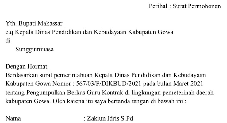 Contoh Surat Permohonan Kolektif 2 Contoh Surat