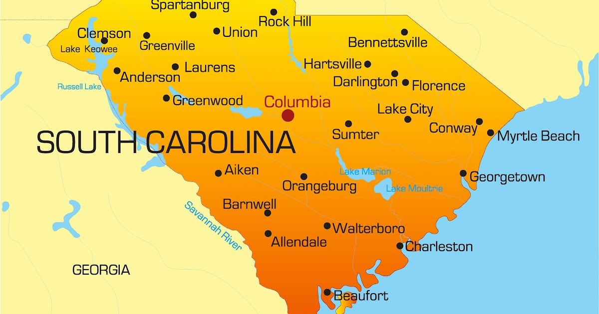 Сколько в северной каролине. Карта Южной Каролины.