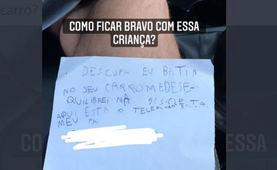 Bilhete com pedido de desculpas viralizou nas redes sociais | Foto: Reprodução/Twitter