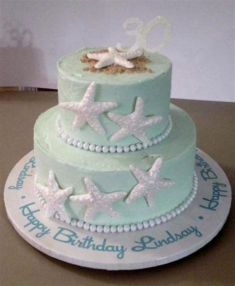 Two tier Sea Star & Beach Sand 30th Birthday Cake Two tier Sea Star & Beach Sand 30th Birthday Cake