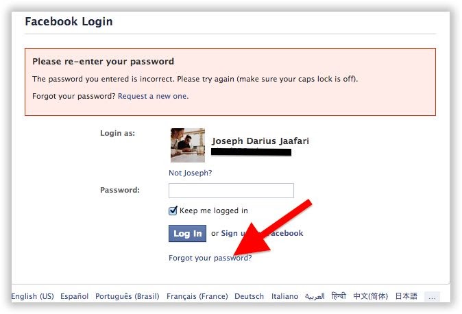 forgot my facebook login id
