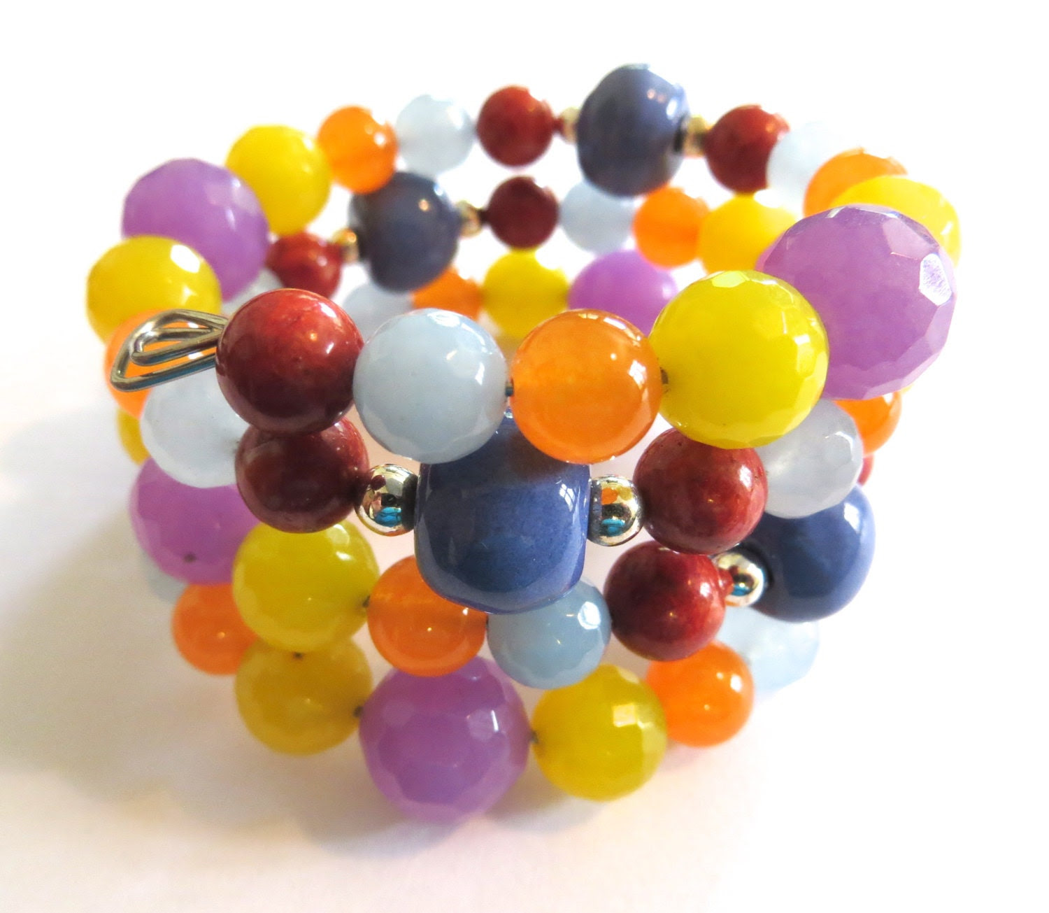 Semi Precious Stone Memory Wire Bangle - lizbriggsdesigns Semi Precious Stone Memory Wire Bangle - lizbriggsdesigns