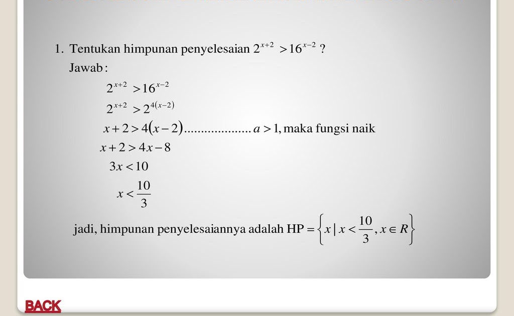 Contoh Soal Pertidaksamaan Eksponen Dan Jawabannya - Pendidikan Soal