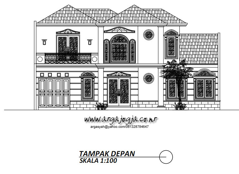 Gambar Tampak Depan Rumah 2 Lantai Autocad - Tempat Berbagi Gambar