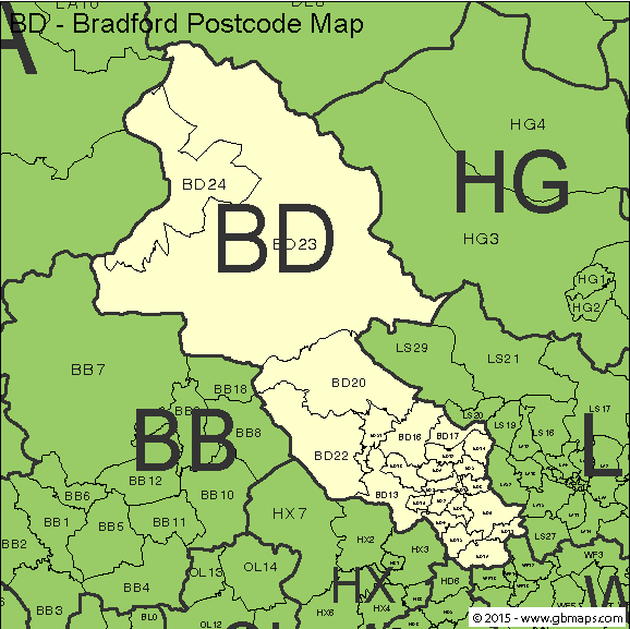 Bradford Postcode Map Gadgets 2018