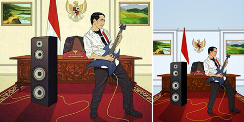 Karikatur Jokowi Main Gitar Listrik ala Rocker Jadi Karikatur Jokowi Main Gitar Listrik ala Rocker Jadi