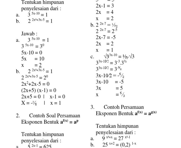 Contoh Soal Dan Jawaban Eksponen