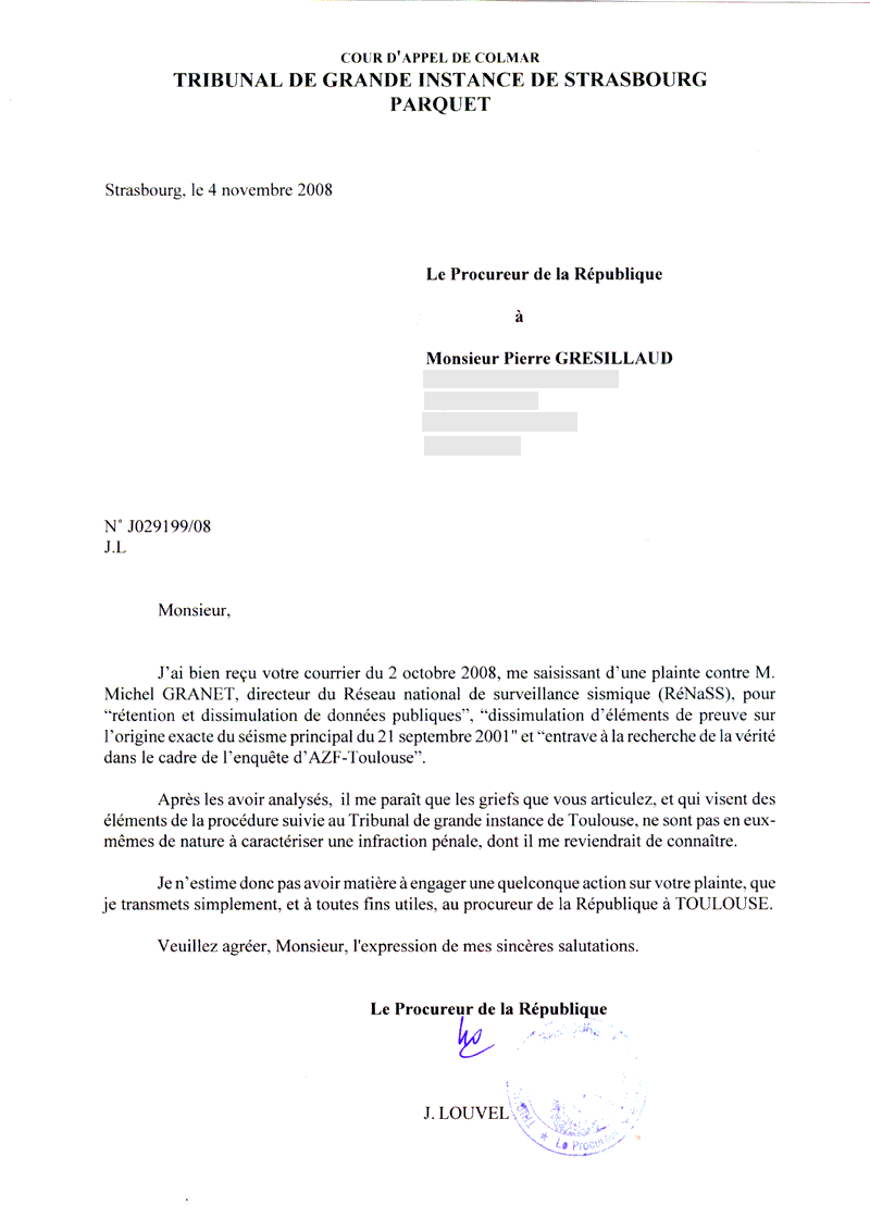 Lettre De Plainte Au Procureur De La République  Exemple de Lettre