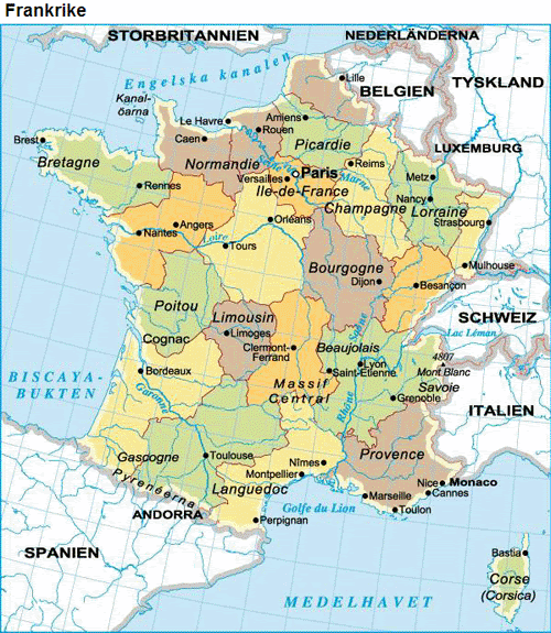 Frankrike Karta På Svenska | Karta Mellersta