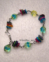 Wire Wrap Bracelet & Earrings Wire Wrap Colorful Shell and fire polished bead Bracelet & Earrings