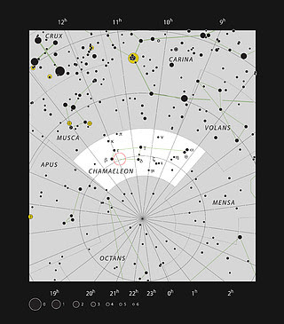 The young star T Cha in the constellation of Chamaeleon
