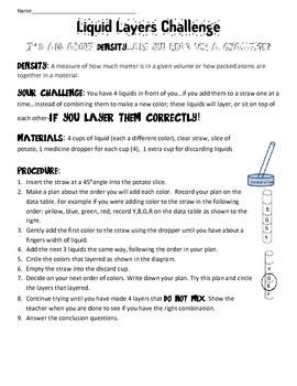 Density Lab Worksheet - worksheet