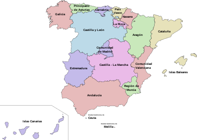 Spanska Regioner Karta | Karta