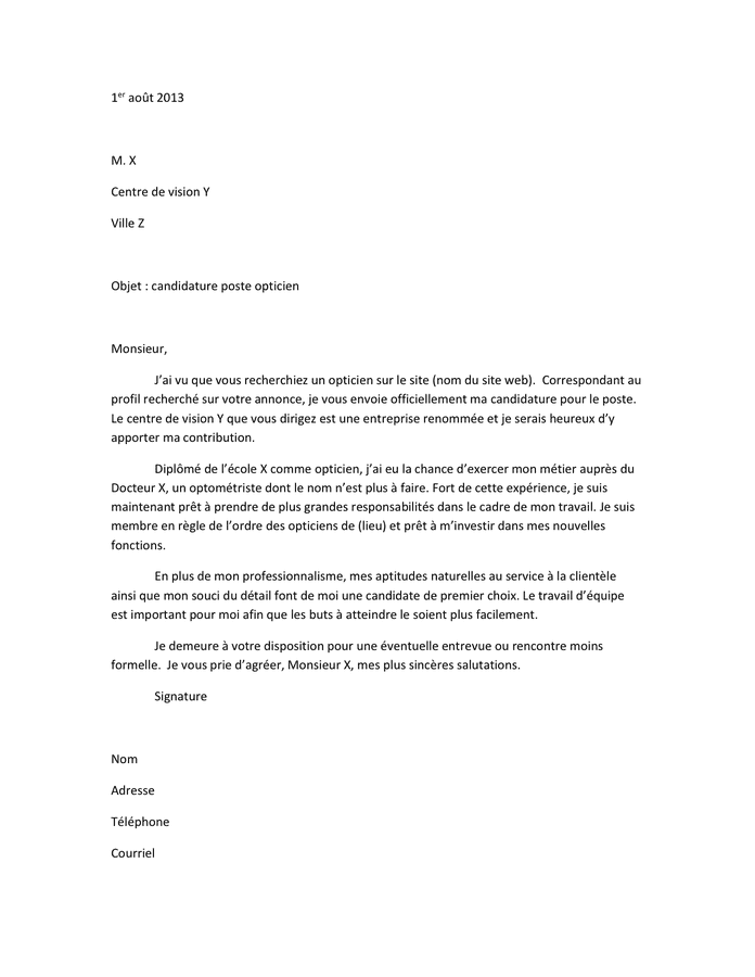 Lettre De Motivation Exemple Belgique