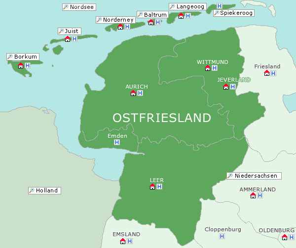 Karte Ostfriesland