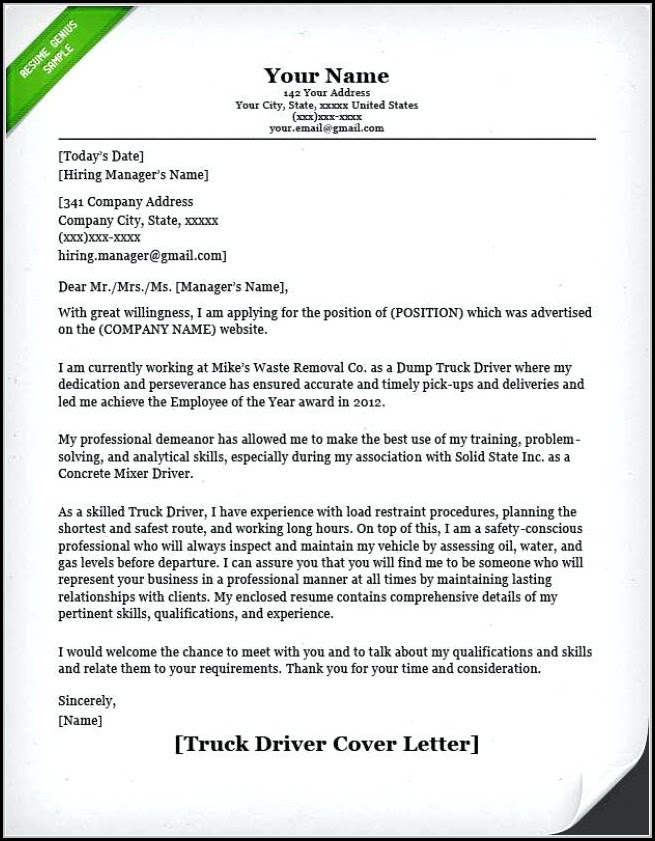 application letter as a driver in a hospital