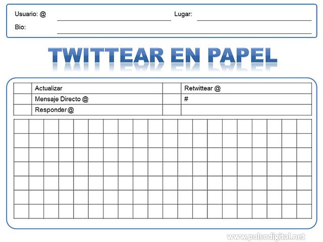 Formato para twittear en papel Formato para twittear en papel