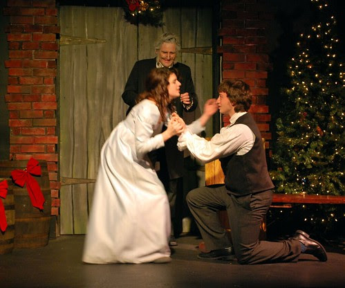 Old Scrooge, Young Scrooge, and Belle