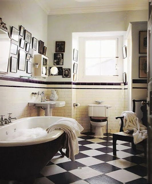 31 retro black white bathroom floor tile ideas and pictures