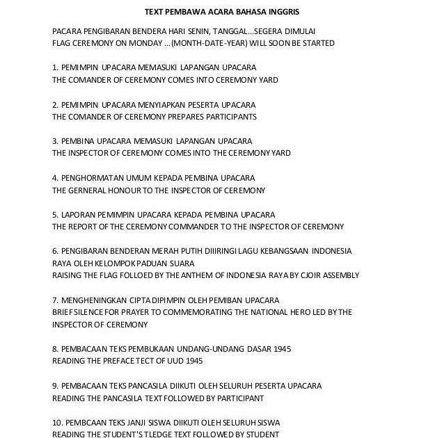 Contoh Teks Pembawa Acara 17 Agustus Di Sekolah Bahasa Indonesia Berbagai Teks Penting