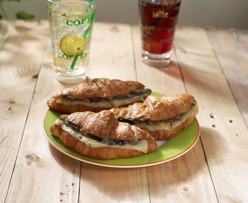 Wild Mushrooms and Emmenthal Cheese on French Butter Croissa