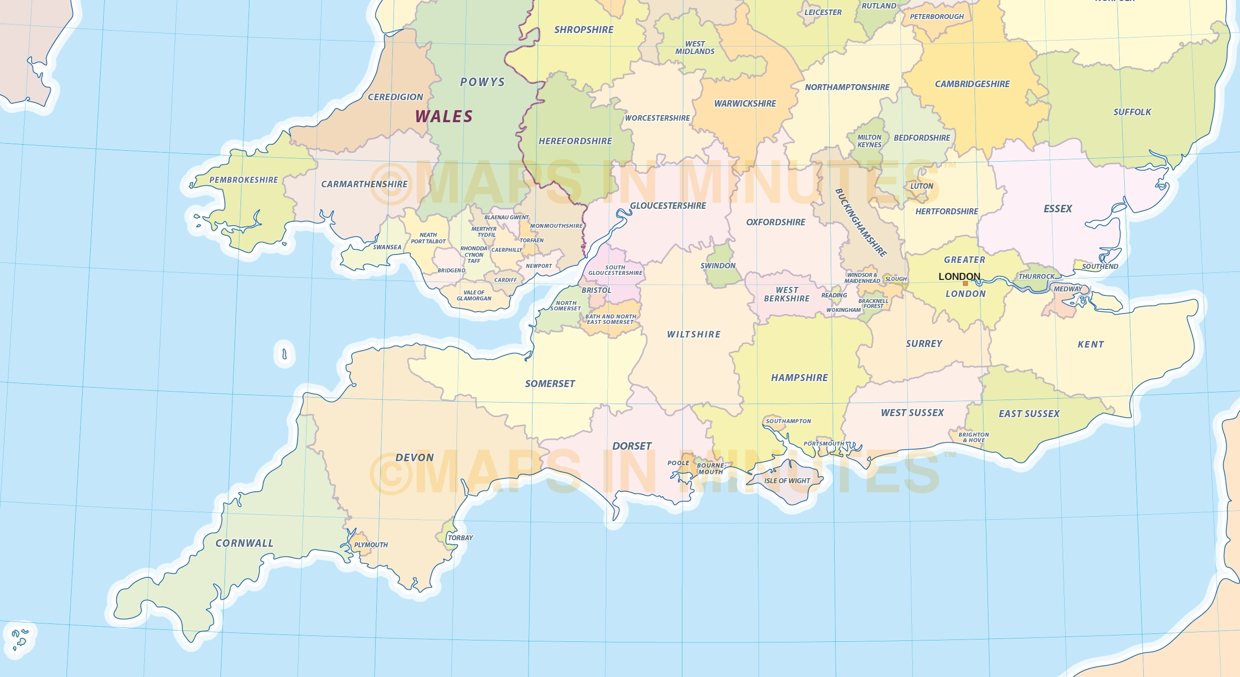 Counties Of South England Map - United States Map