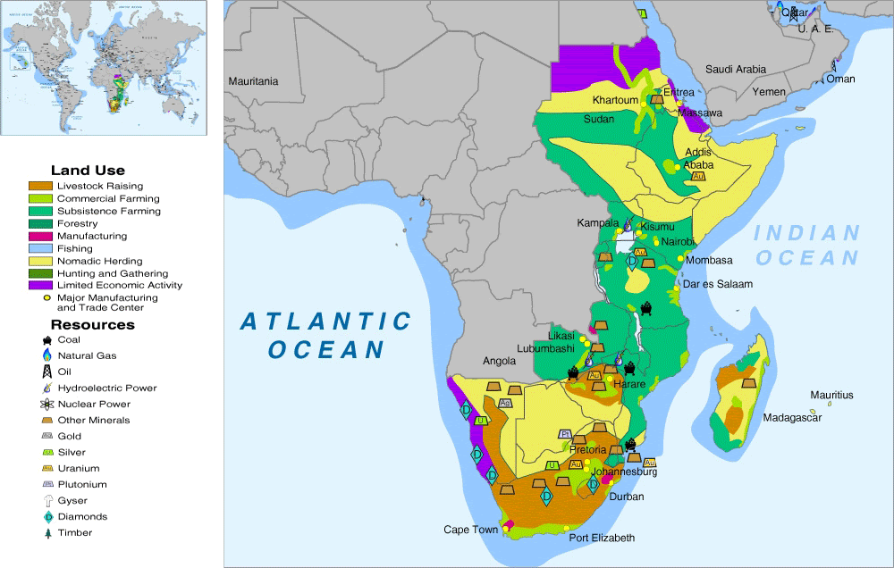 Map Of Africa With Landforms - Physical map of Africa - small wall map