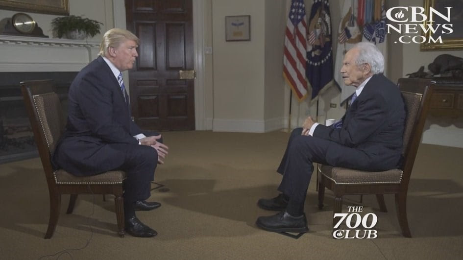 Image result for Pat Robertson in a White House interview with President Trump