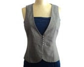 Vintage Minimal Theory Menswear Inspired Warm Gray Wool Vest, Fitted, Haberdashery, Size Small 4 - sartorialistas