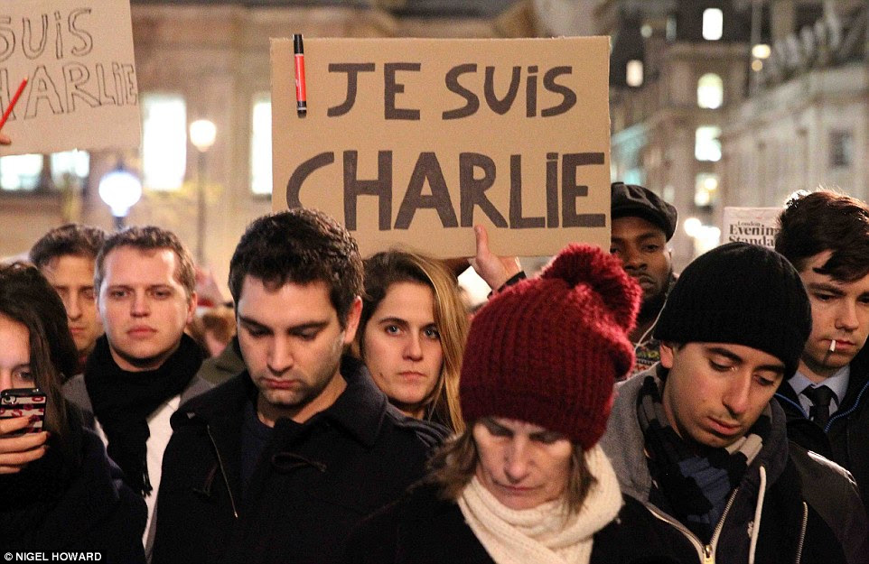 Twelve people were killed in January when two Islamic terrorists brandishing Kalashnikovs burst into the headquarters of satirical magazine Charlie Hebdo