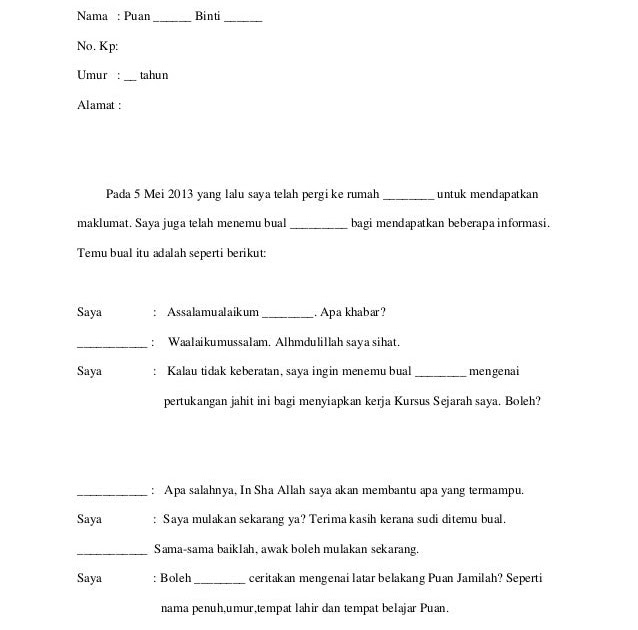 Contoh Soalan Temu Bual Kerja Kursus Geografi Pt3 2019 