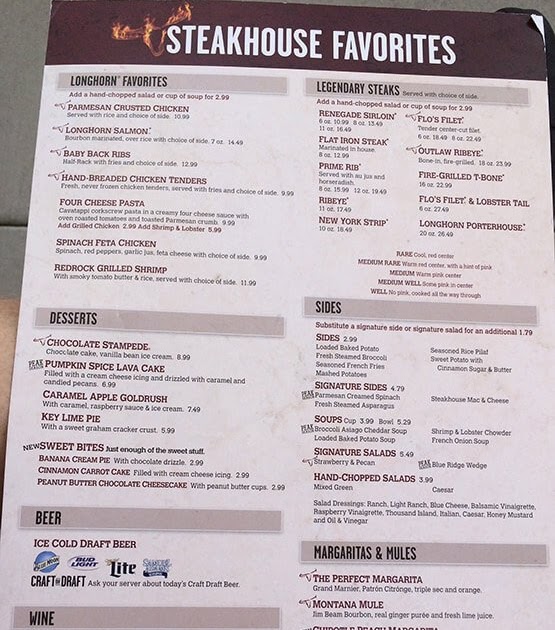 Longhorn Desserts Menu / Browse choices for dinner, drinks ...