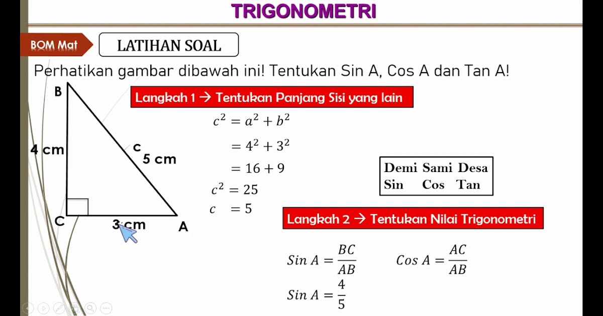 Soal Cerita Perbandingan Trigonometri Spada Segitiga Sikusiku Gudang